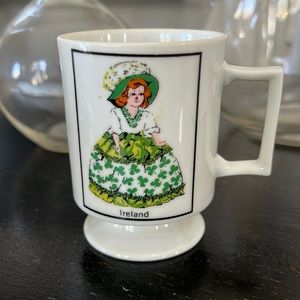 Vintage Irish Mug with Woman wearing Shamrock Skirt porcelain